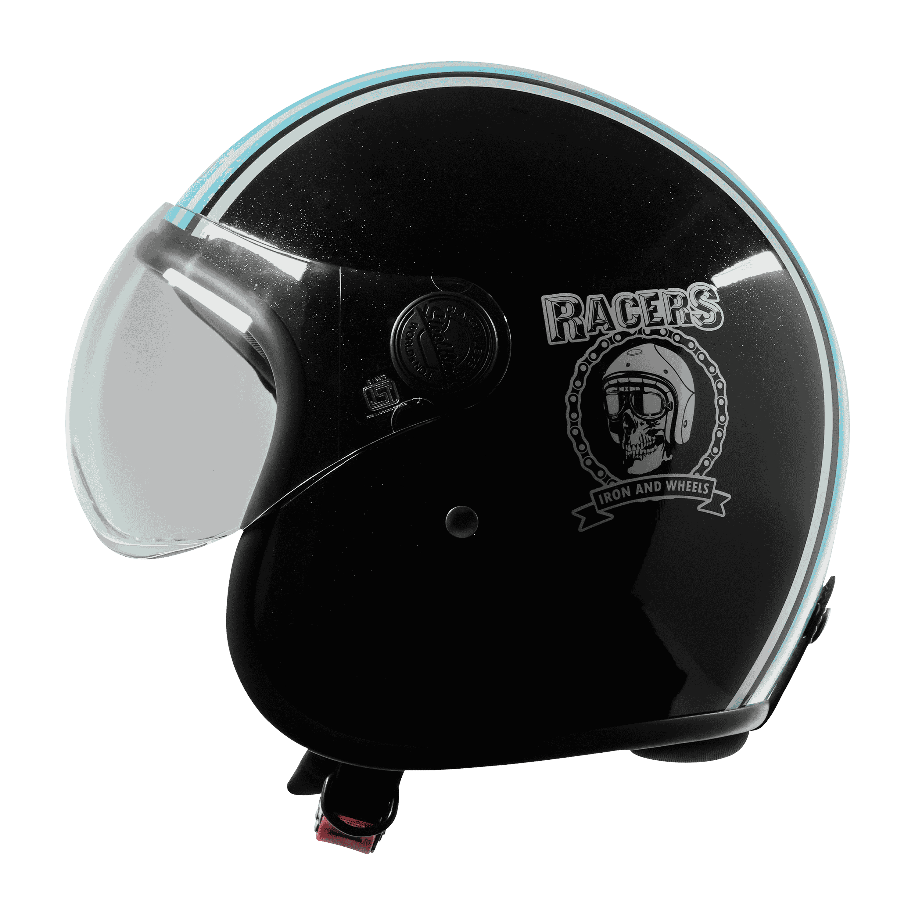 SBH-54 VINTAGE RACERS GLOSSY BLACK WITH LIGHT BLUE